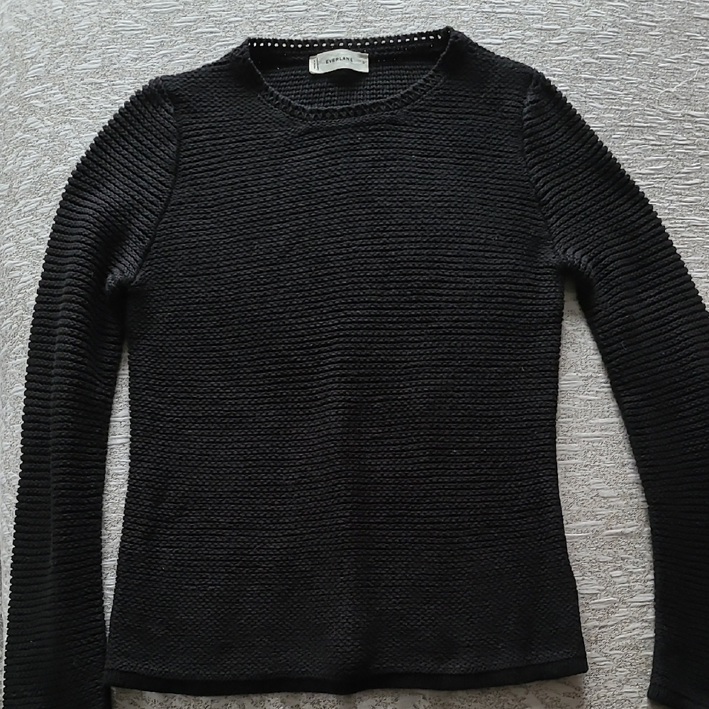 Everlane Black Textured Knit Sweater